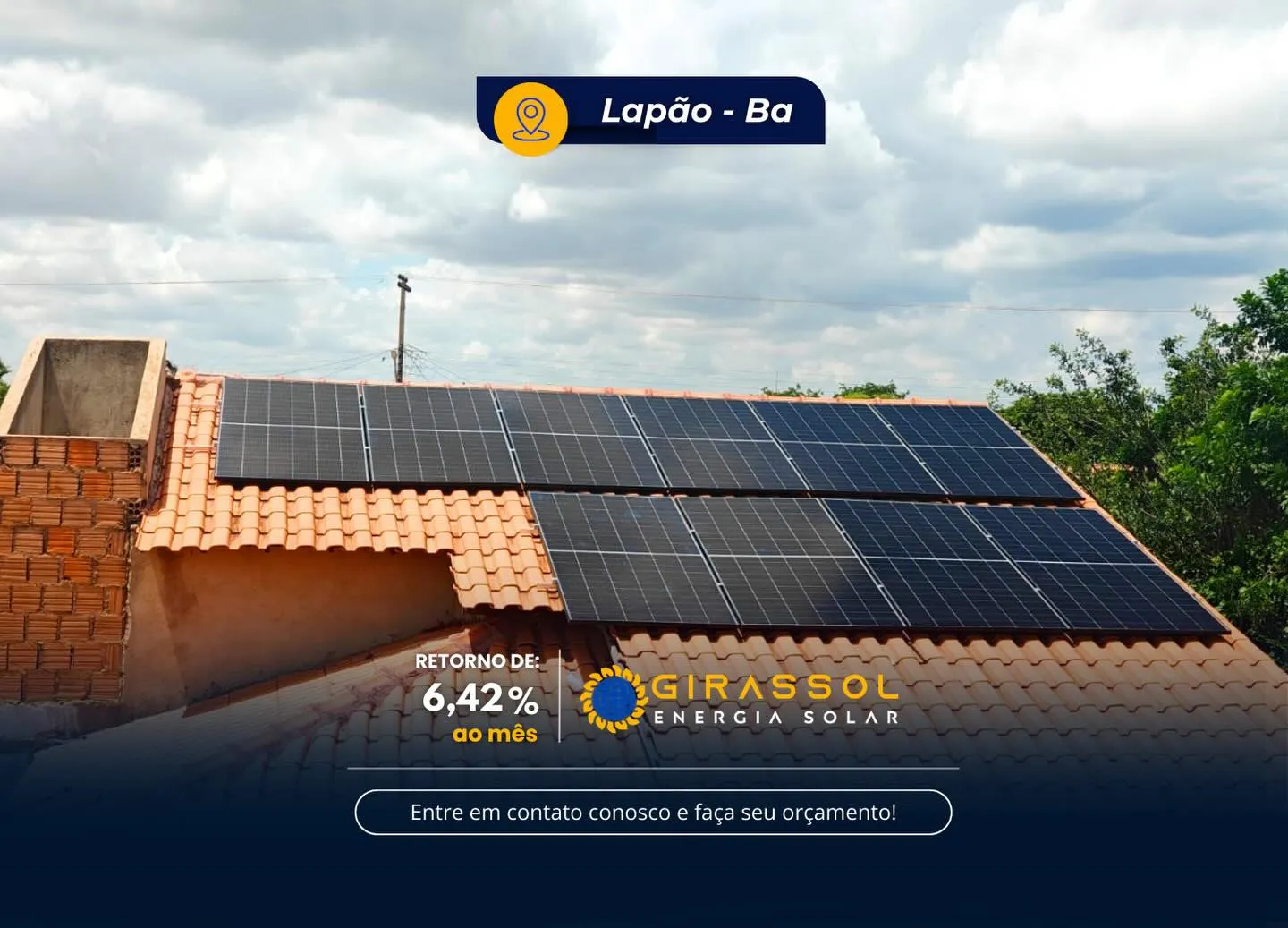 Instalação de painéis solares em Lapão, Bahia — Girassol Energia Solar