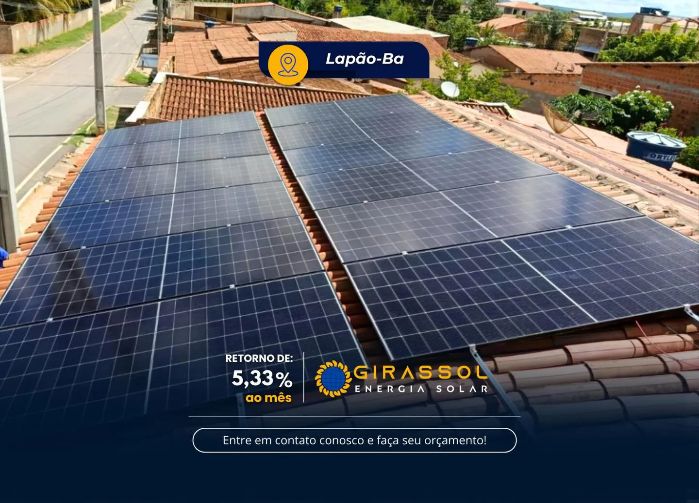 Instalação de painéis solares em Lapão, Bahia — Girassol Energia Solar