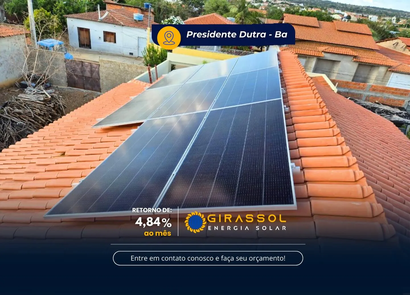 Instalação de painéis solares em Presidente Dutra, Bahia — Girassol Energia Solar