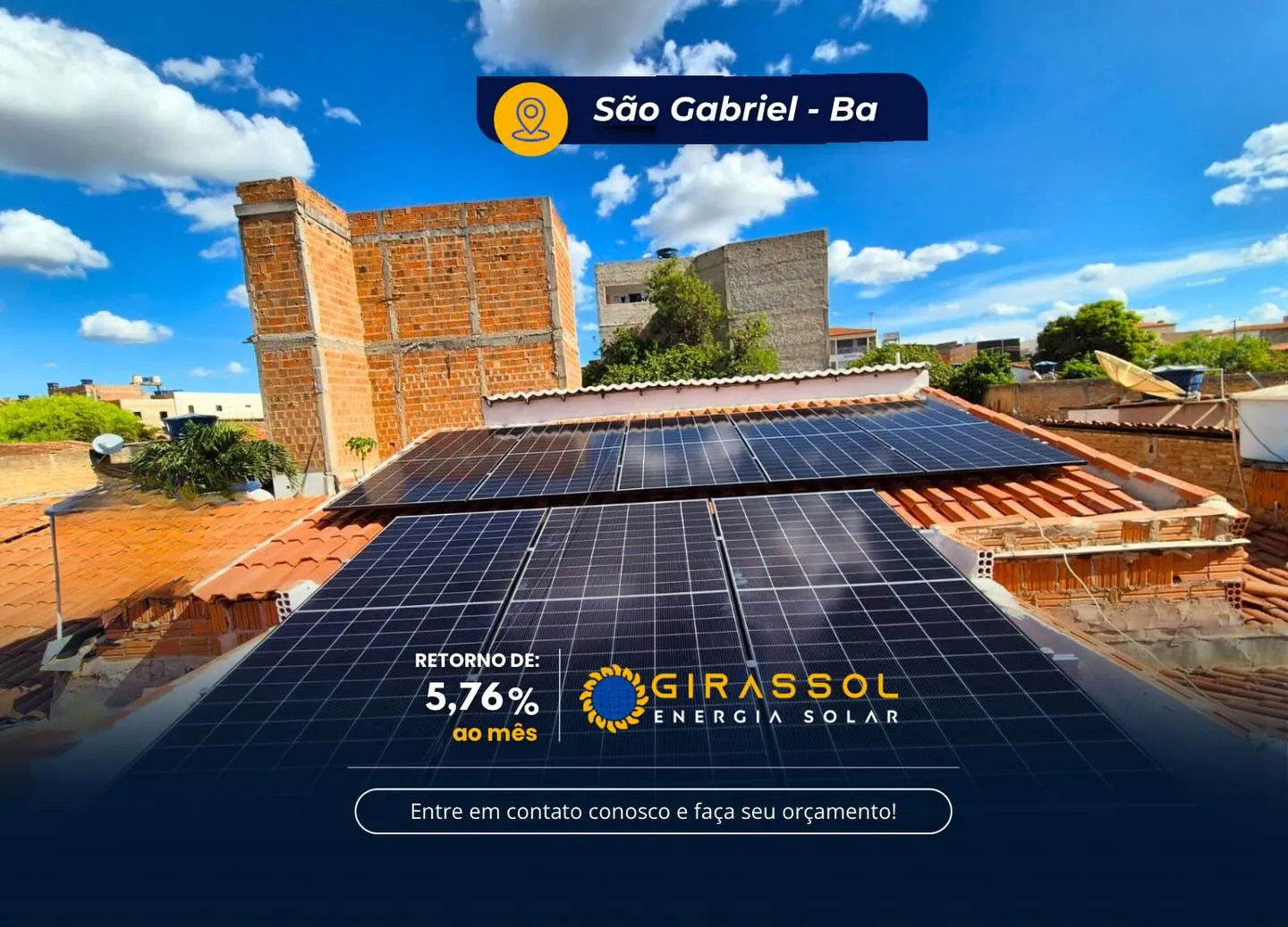 Instalação de painéis solares em São Gabriel, Bahia — Girassol Energia Solar