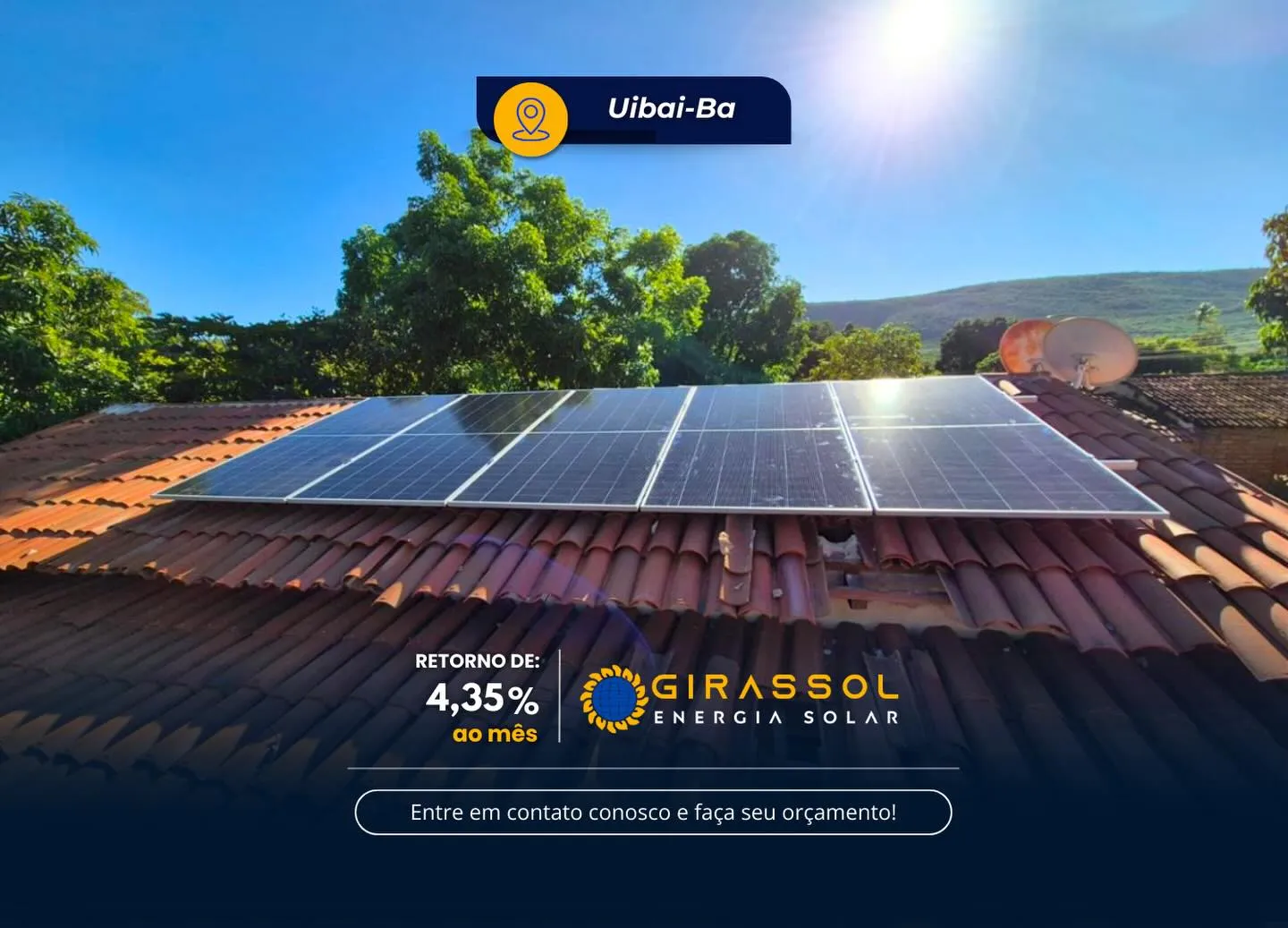 Instalação de painéis solares em Uibaí, Bahia — Girassol Energia Solar