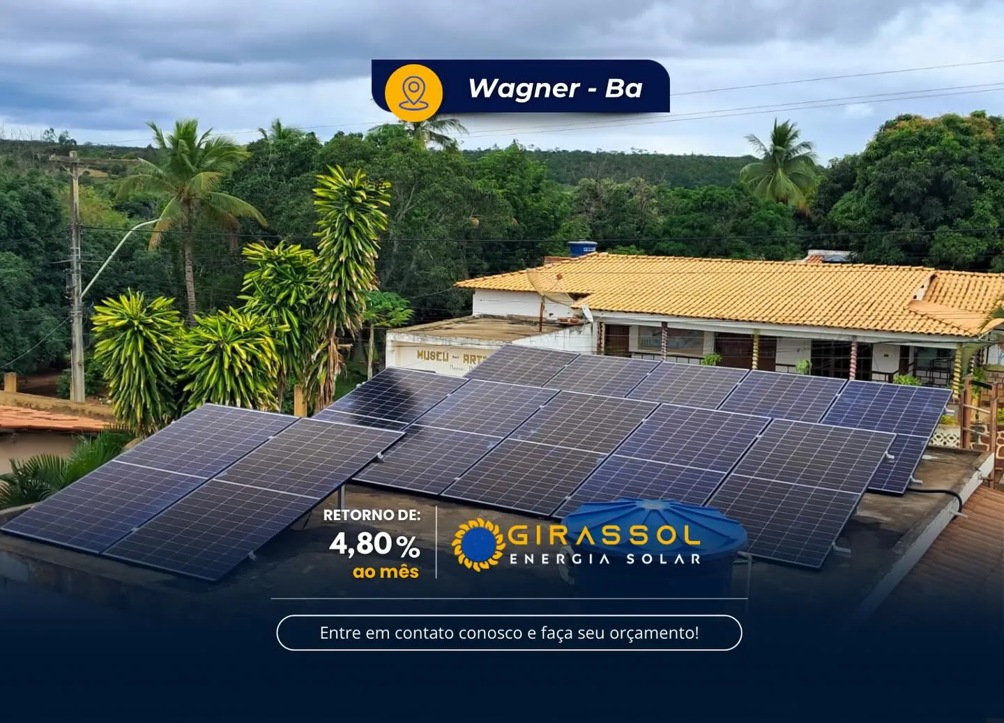 Instalação de painéis solares em Wagner, Bahia — Girassol Energia Solar